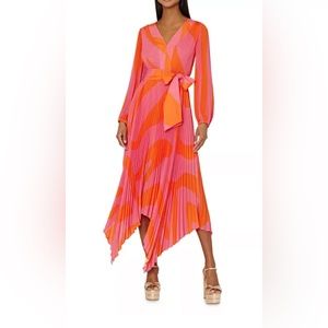 NWT!! MILLY
Liora Pleated Zebra-Print Handkerchief Dress